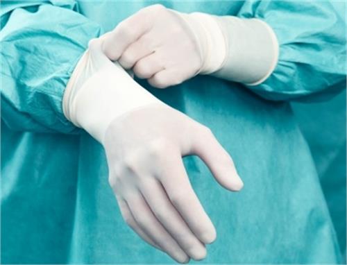 Sterile latex surgical gloves powdered free